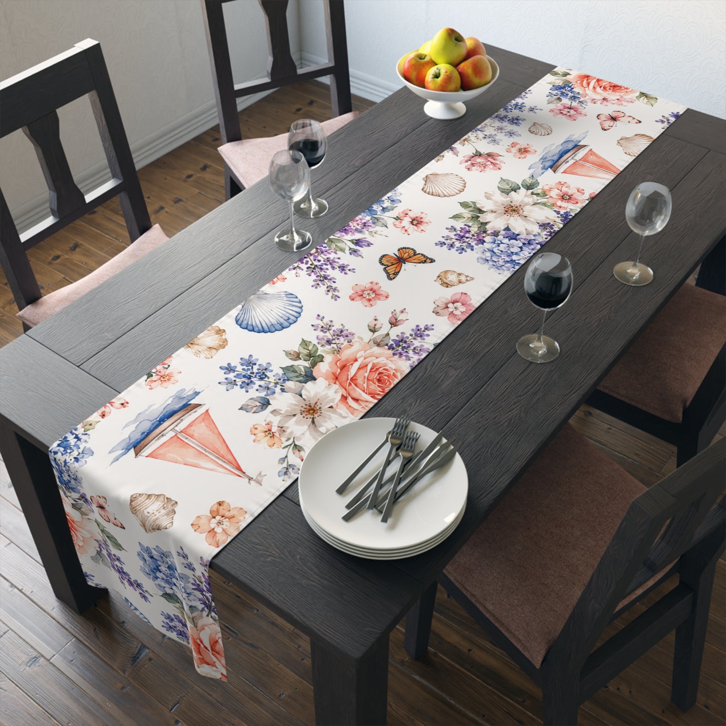 Coastal Cottage Floral Table Runner