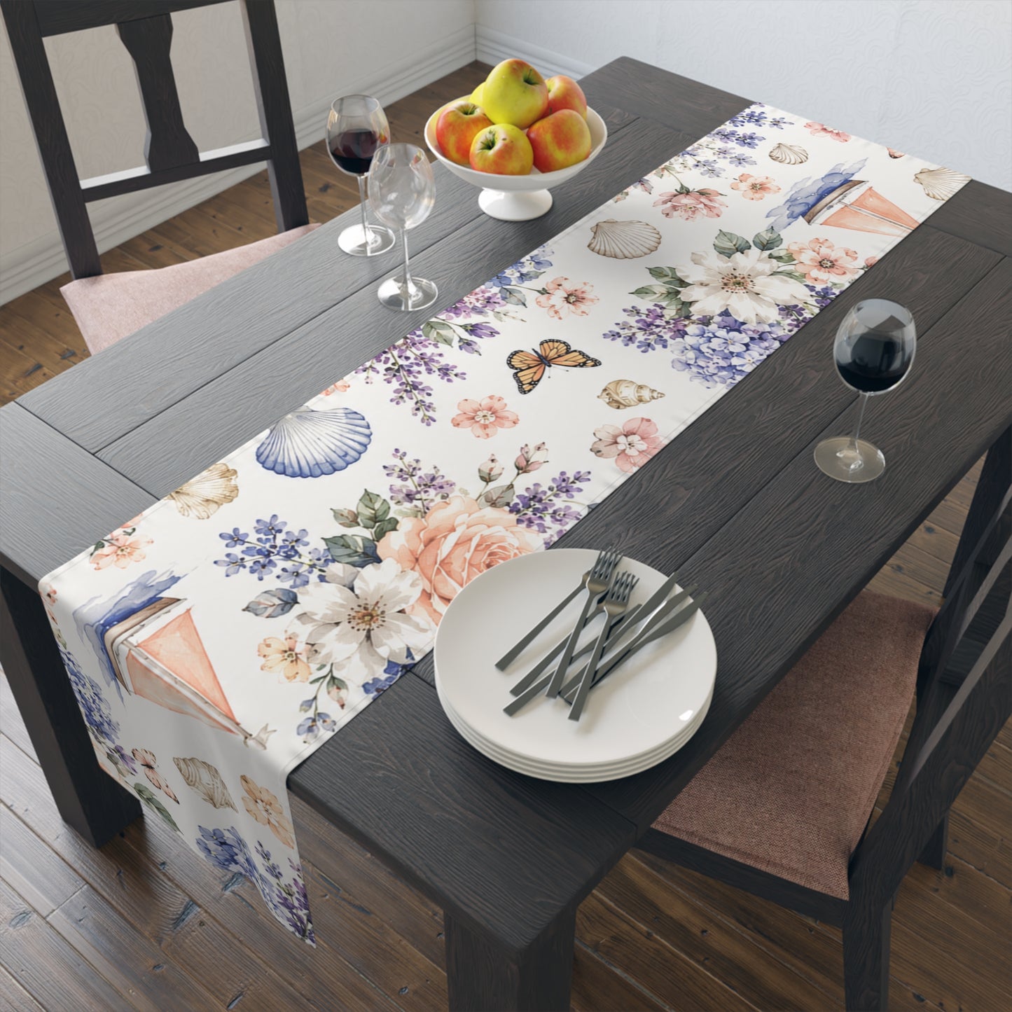 Coastal Cottage Floral Table Runner