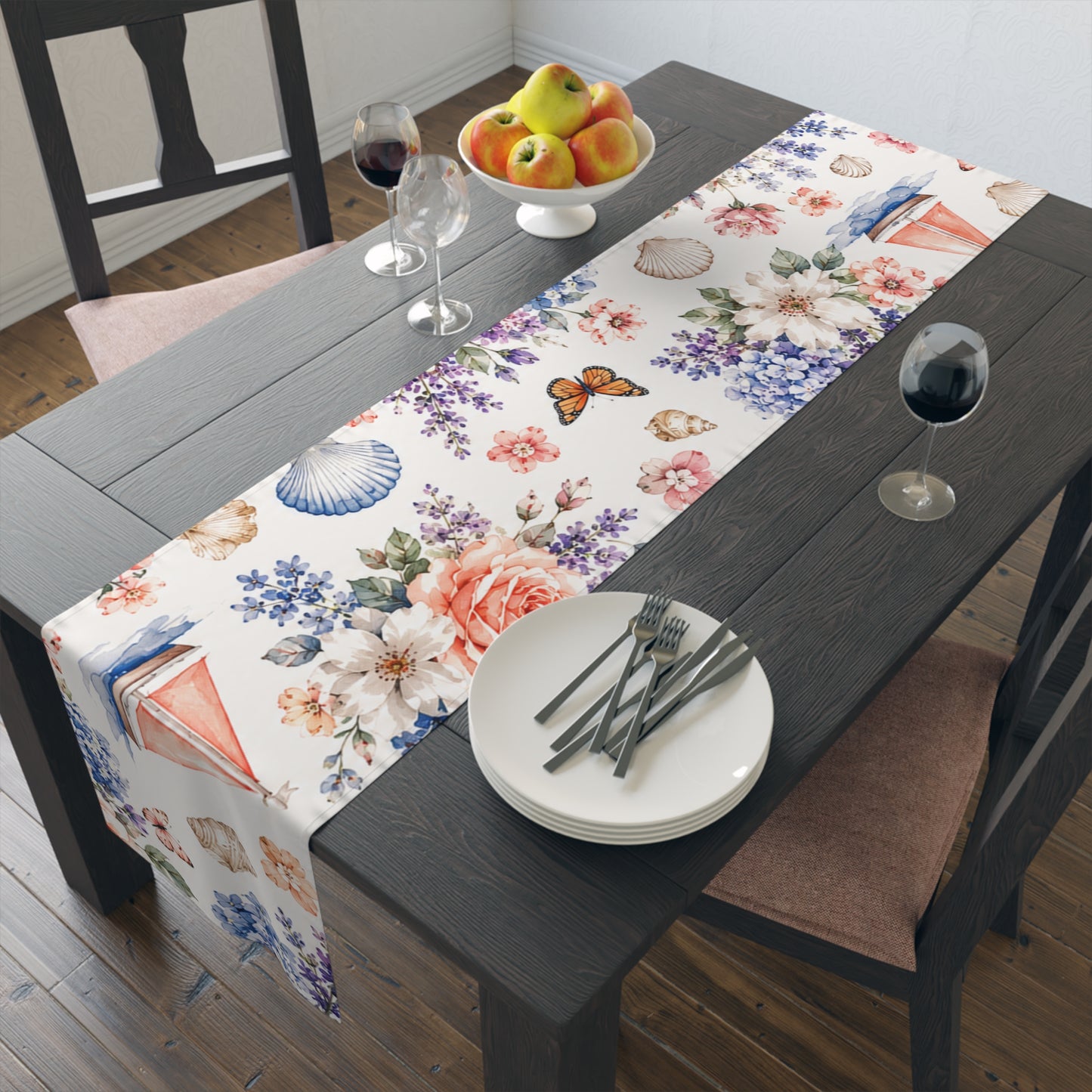 Coastal Cottage Floral Table Runner