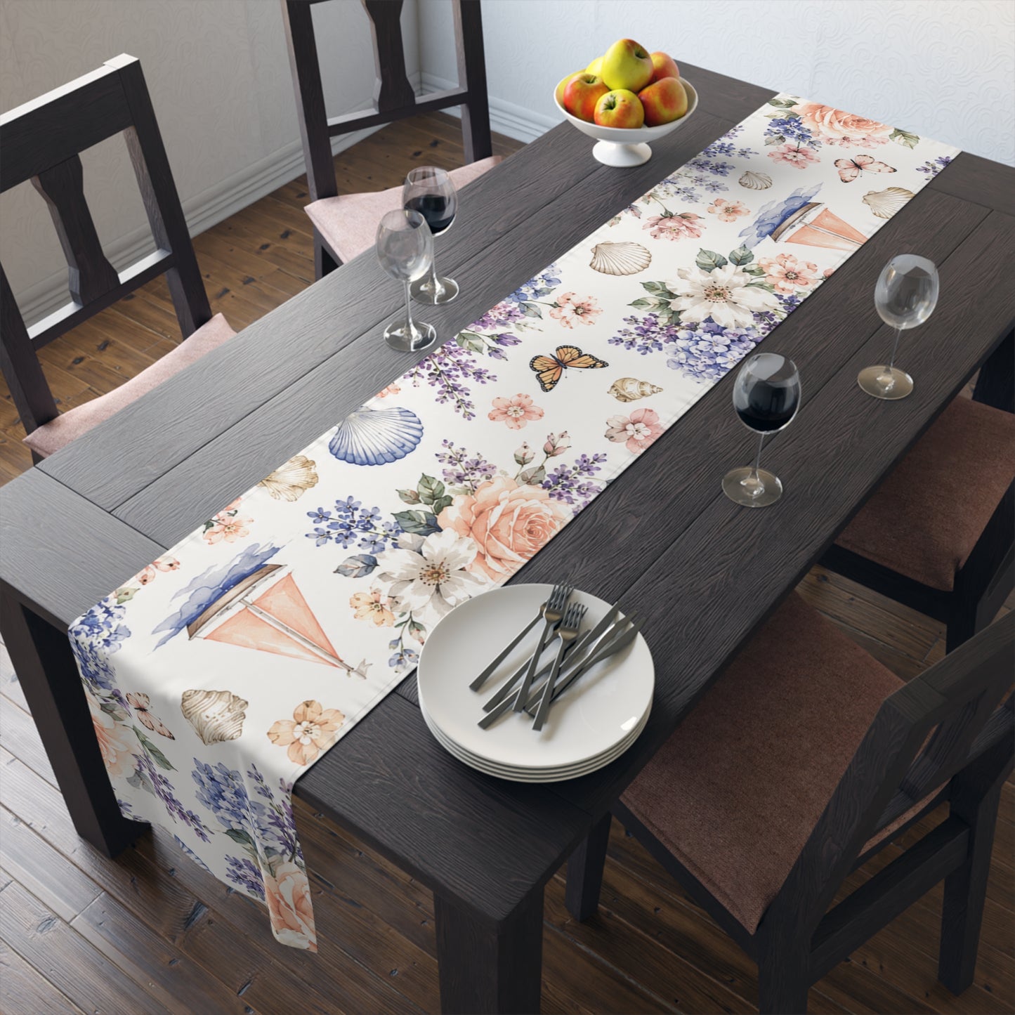 Coastal Cottage Floral Table Runner